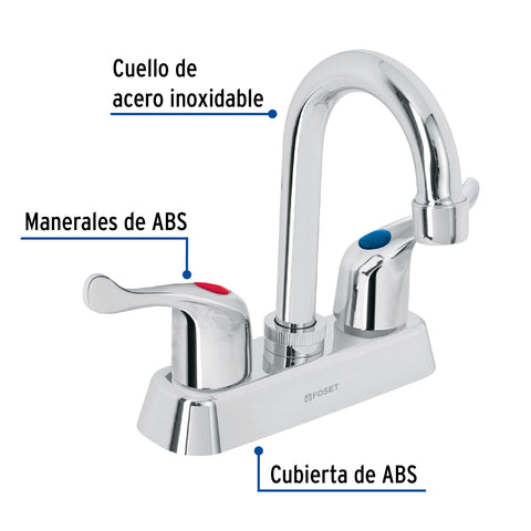 Mezcladora 4' lavabo, ABS, cuello bar, palanca, BASIC | MP-060P | 45513