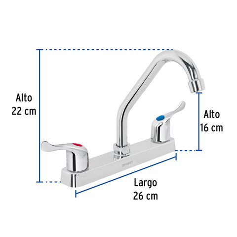 Mezcladora 8' fregadero, ABS, cuello corto, palanca, BASIC | FP-317P | 45514