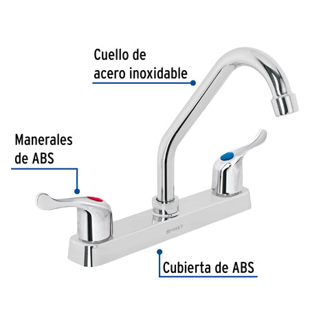 Mezcladora 8' fregadero, ABS, cuello corto, palanca, BASIC | FP-317P | 45514
