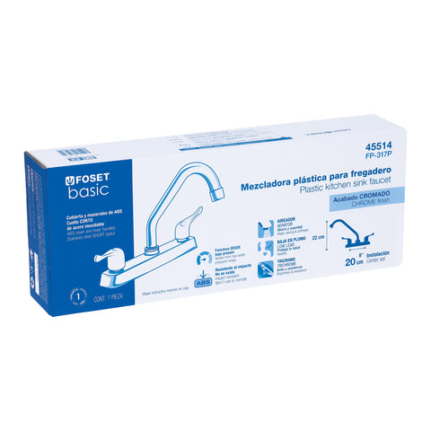 Mezcladora 8' fregadero, ABS, cuello corto, palanca, BASIC | FP-317P | 45514