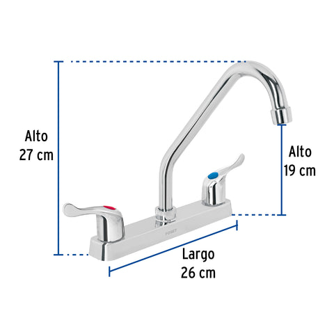 Mezcladora 8' fregadero, ABS, cuello largo, palanca, BASIC | FP-318P | 45515