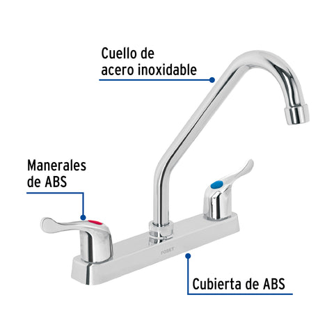 Mezcladora 8' fregadero, ABS, cuello largo, palanca, BASIC | FP-318P | 45515