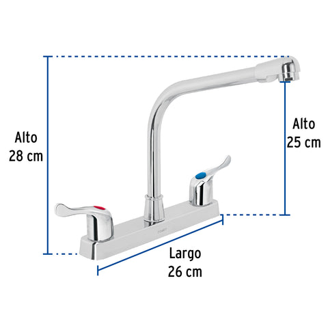 Mezcladora 8' fregadero, ABS, cuello cobra, palanca, BASIC | FP-319P | 45516