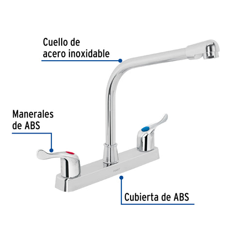 Mezcladora 8' fregadero, ABS, cuello cobra, palanca, BASIC | FP-319P | 45516