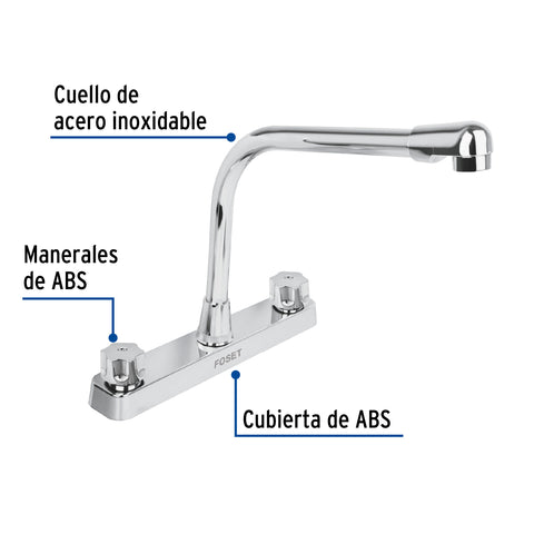 Mezcladora 8' fregadero, ABS, cuello cobra, hexagonal, BASIC | FP-319 | 45517
