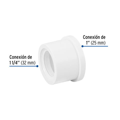 Reducción bushing de PVC 1-1/4 x 1', FOSET | PVC-234 | 45535