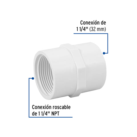 Adaptador hembra de PVC 1-1/4', FOSET | PVC-604 | 45548