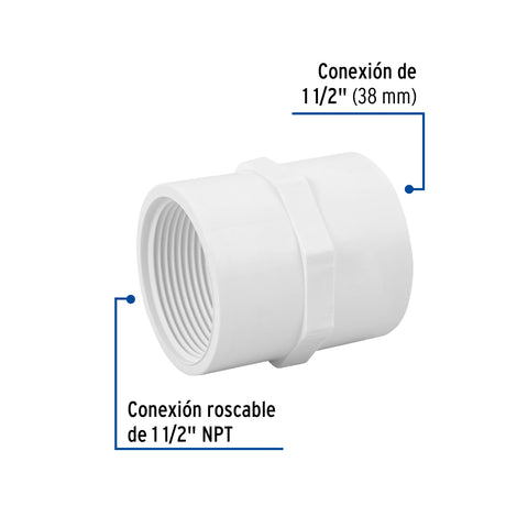 Adaptador hembra de PVC 1-1/2', FOSET | PVC-605 | 45549