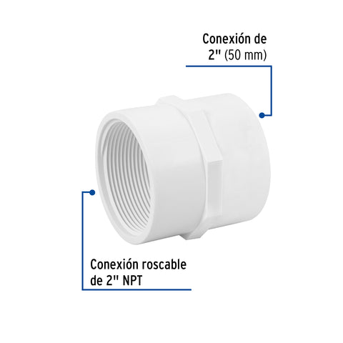 Adaptador hembra de PVC, 2', FOSET | PVC-606 | 45550