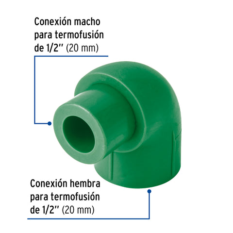 Codo 90° PPR, 1/2', macho-hembra, FOSET | CV-521 | 45551