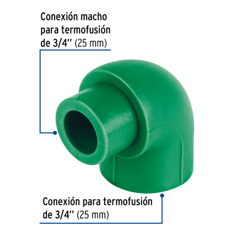 Codo 90° PPR, 3/4', macho-hembra, FOSET | CV-522 | 45552