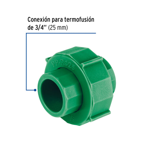 Tuerca unión PPR, plástica, 3/4', FOSET | CV-962 | 45557