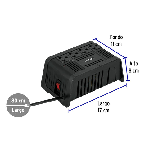 Regulador de voltaje de 800 VA / 400 W 4 contactos, Volteck | RV-800 | 45572