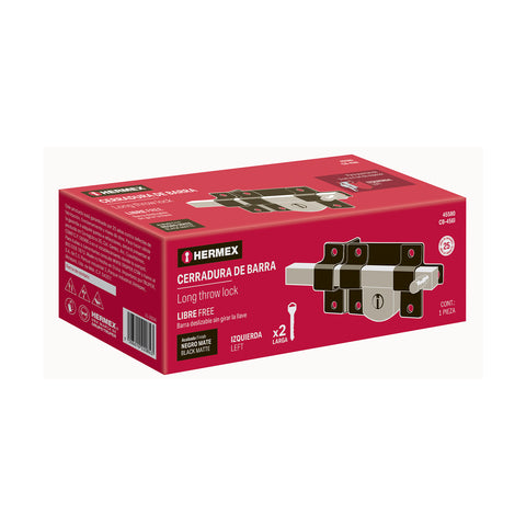 Cerradura de barra libre, izquierda, negra HERMEX | CB-456I | 45580