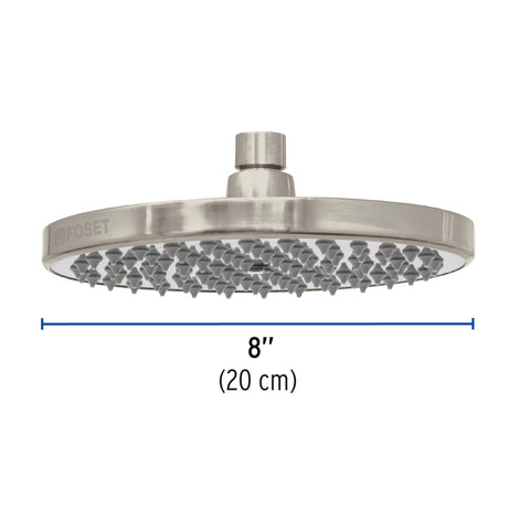 Regadera satín 8' plato redondo, sin brazo, FOSET ELEMENT | R-208SN | 45583