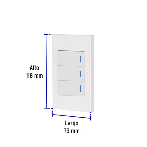 Placa armada 3 interruptores, 1 módulo, Española, blanco | PA-APTR-EB | 45599