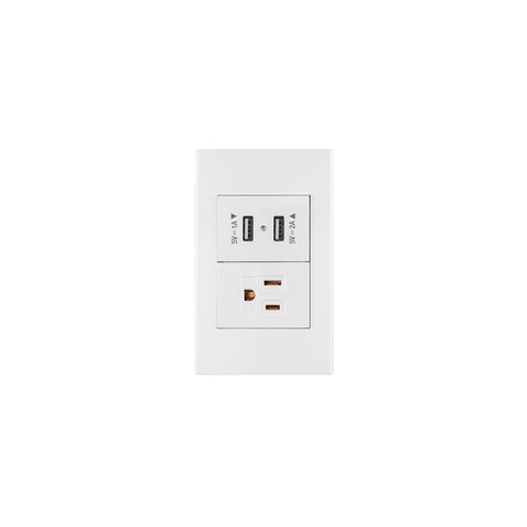 Placa armada 1contacto, 2puertos USB, 1.5mod,Española,blanco | COUSB-EB | 45603