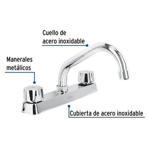 Mezcladora 8' fregadero cromo, cuello corto,compresión,BASIC | F-317-C | 45608