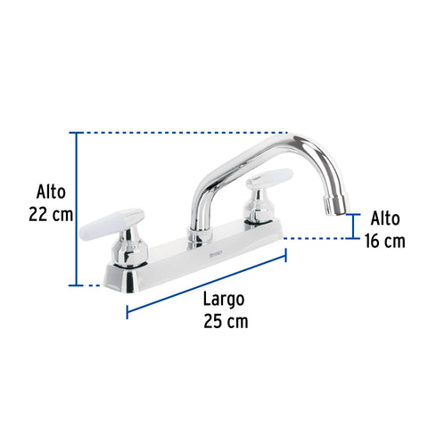Mezcladora 8' fregadero cromo, cuello corto, cono, BASIC | F-317I | 45610