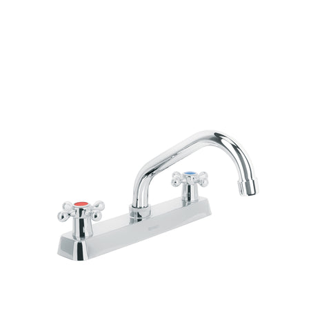 Mezcladora 8' fregadero cromo, cuello corto, cruceta, BASIC | F-317E | 45611
