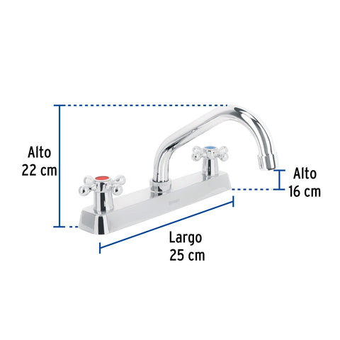 Mezcladora 8' fregadero cromo, cuello corto, cruceta, BASIC | F-317E | 45611