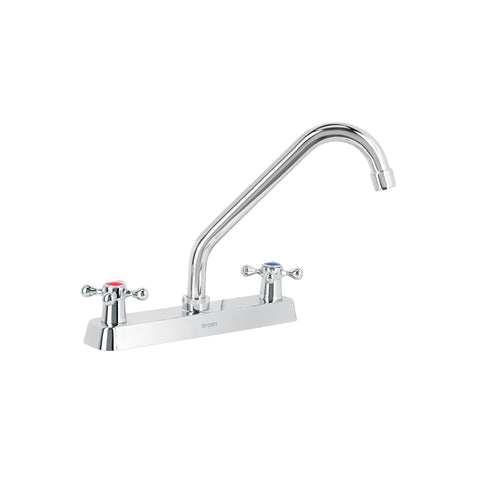 Mezcladora 8' fregadero cromo, cuello largo, cruceta, BASIC | F-318E | 45612