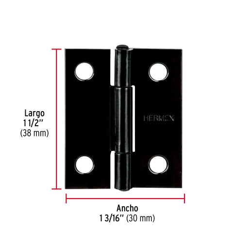 Bisagra rectangular 1-1/2' negra, HERMEX | BR-156 | 45633