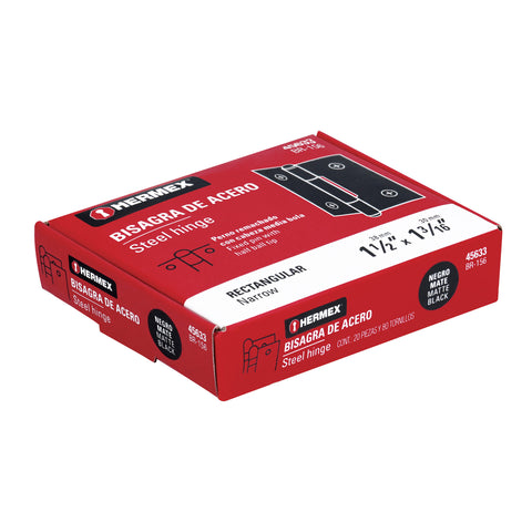 Bisagra rectangular 1-1/2' negra, HERMEX | BR-156 | 45633