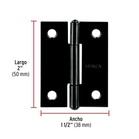 Bisagra rectangular 2' negra, HERMEX | BR-206 | 45634