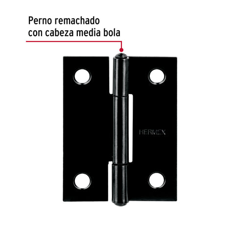 Bisagra rectangular 2' negra, HERMEX | BR-206 | 45634