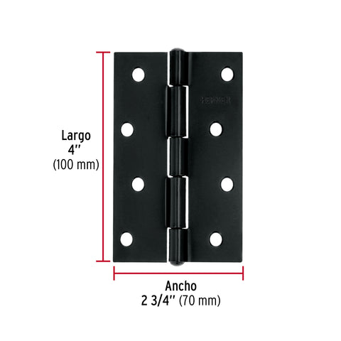 Bisagra rectangular 4' negra, HERMEX | BR-406 | 45638