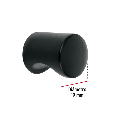 Perilla estilo 'Cilindro' acabado negro, HERMEX | PER-036 | 45649