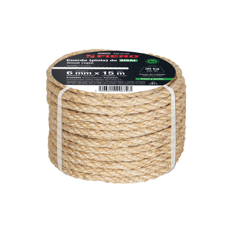 Piola de Sisal de 6 mm x 15 m natural, FIERO | PIO-615S | 45655
