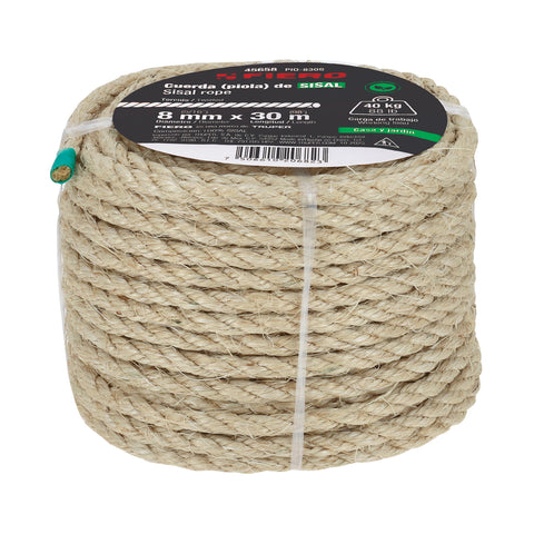 Piola de Sisal de 8 mm x 30 m natural, FIERO | PIO-830S | 45658