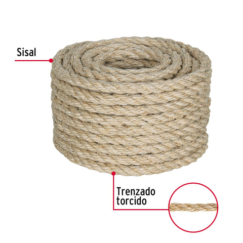 Piola de Sisal de 10 mm x 15 m natural, FIERO | PIO-1015S | 45659