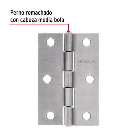 Bolsa con 2 bisagras rectangulares 2-1/2', acero pulido | BR-250B | 45684