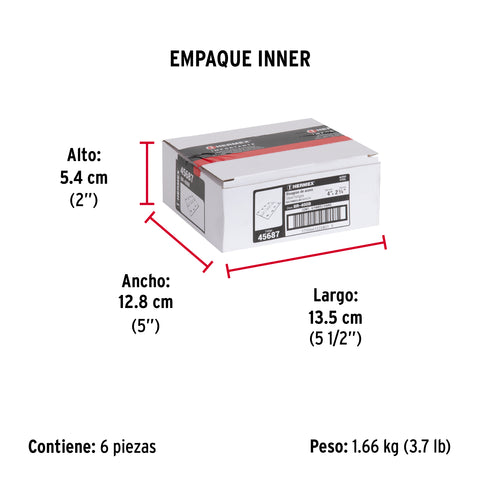Bolsa con 2 bisagras rectangulares 4', acero pulido | BR-400B | 45687