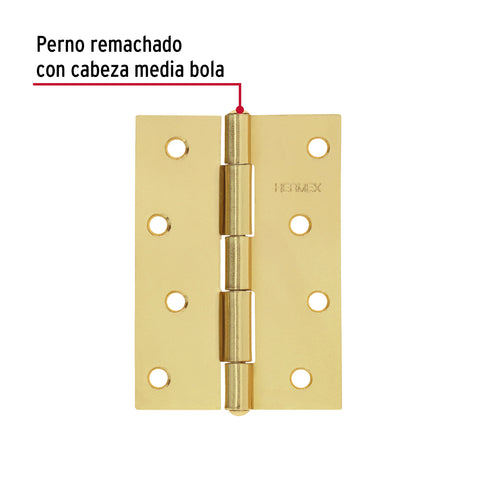 Bolsa con 2 bisagras rectangulares 4', acero latonado | BR-401B | 45690