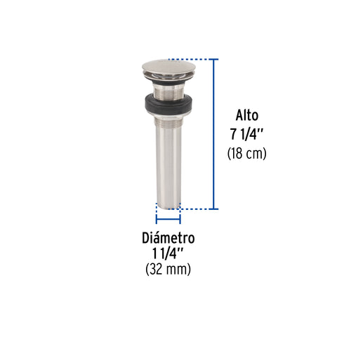 Contra p/lavabo, 1-1/4', sin rebosadero, hongo, latón, satín | CE-226SN | 45699
