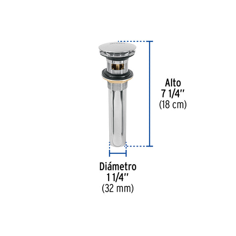 Contra p/lavabo, 1-1/4', con rebosadero, hongo, latón, cromo | CE-226 | 45701