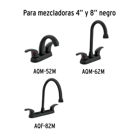Juego manerales de palanca p/lav-fregadero,negro mate AQUA | AQMM-62M | 45716