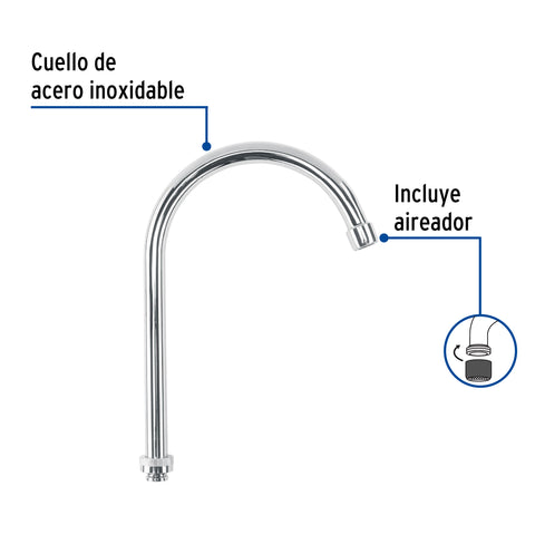Cuello alto/curvo para mezcladora de fregadero, cromo, BASIC | CR-321 | 45718