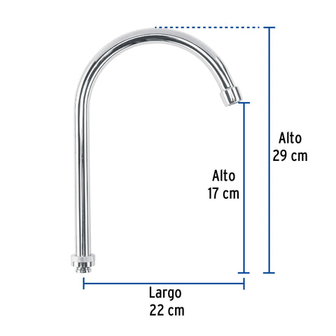 Cuello alto/curvo para mezcladora de fregadero, cromo, BASIC | CR-321 | 45718