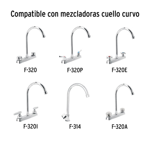 Cuello alto/curvo para mezcladora de fregadero, cromo, BASIC | CR-321 | 45718