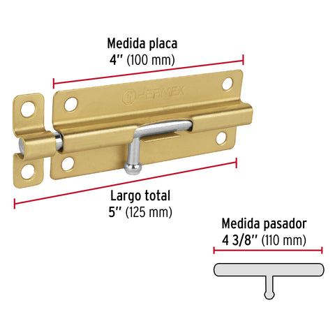 Pasador de barril de acero latón 5', HERMEX | PAS-51 | 45720