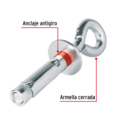 Caja con 25 taquetes expansivos 16x90 mm con armella cerrada | TAE-16X80CG | 45737