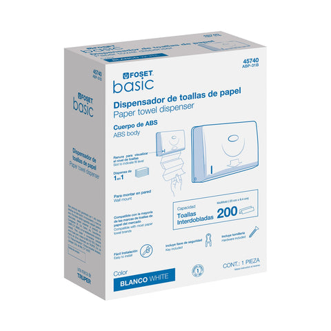 Dispensador junior p/toallas de papel, blanco, FOSET BASIC | ABP-31B | 45740
