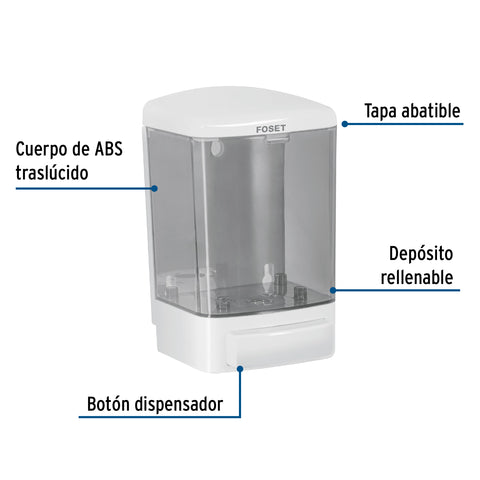 Dosificador para jabón líquido, blanco, FOSET BASIC | ABP-11B | 45742