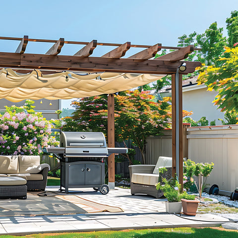 Toldo sombra raschel 80%, 4 m x 3 m, beige, FIERO | TORA-43B | 45765