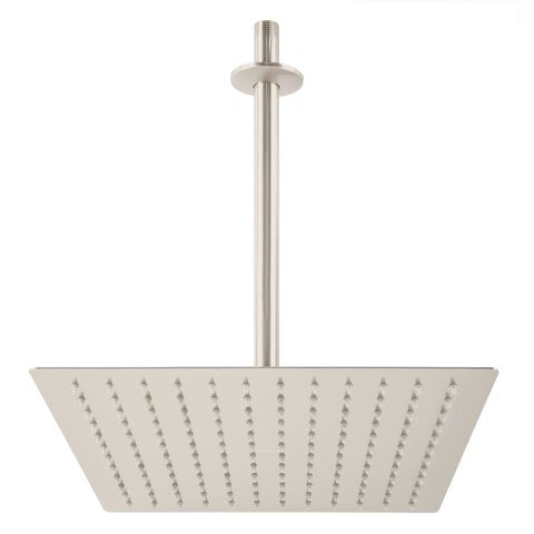 Regadera plato cuadrado 12' con brazo, satín, FOSET RIVIERA | R-312N | 45776